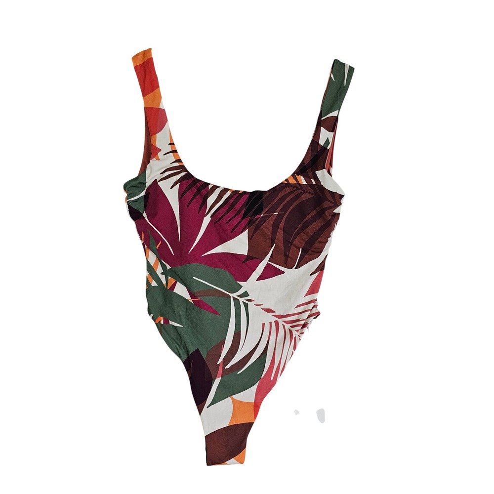 Vitamin A Tropical Palm Print Scoop Back One Piece Swimsuit Sz M
